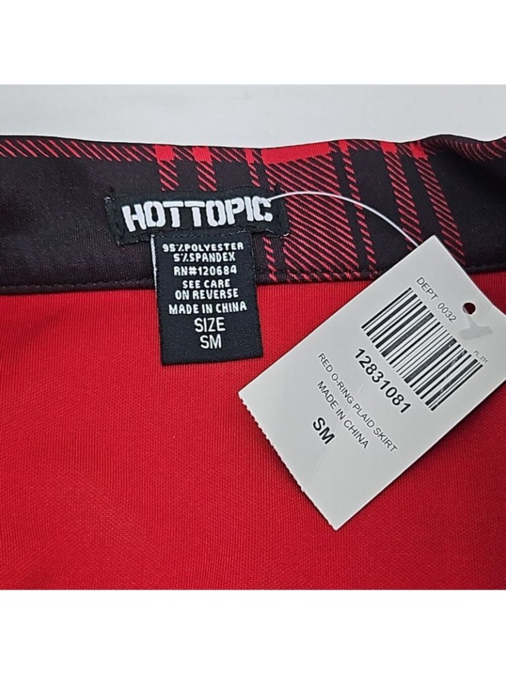 Hot Topic Red Black Plaid Skater Skirt NWT Small Grunge Punk Emo Mall Goth Y2K - Picture 4 of 4
